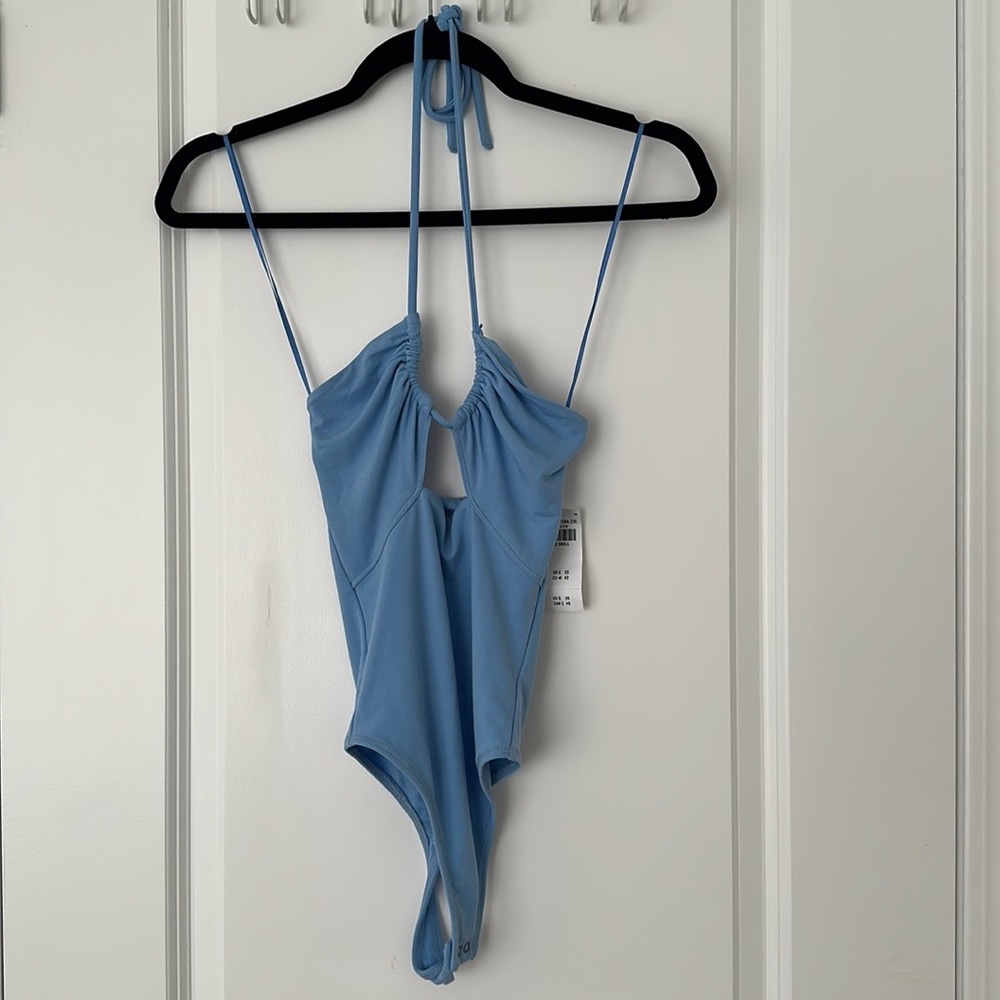 NWT - A&F Neck-Tie Blue Bodysuit (XXS)
